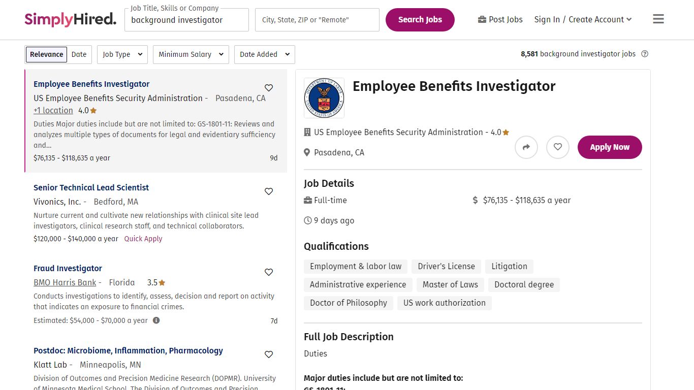 20 Best background investigator jobs (Hiring Now!) | SimplyHired