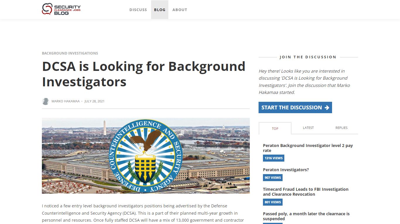 DCSA is Looking for Background Investigators - ClearanceJobs Blog